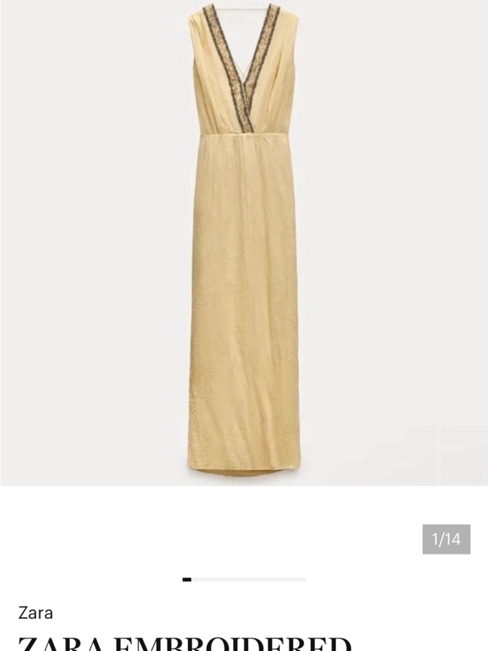 Zara Pale Yellow Maxi Dress with Contrasting Trim